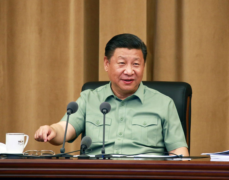 5月24日，中共中央总书记、国家主席、中央军委主席习近平视察海军机关，亲切接见海军第十二次党代会全体代表和海军机关正师职以上领导干部。这是习近平听取海军工作汇报后发表重要讲话。